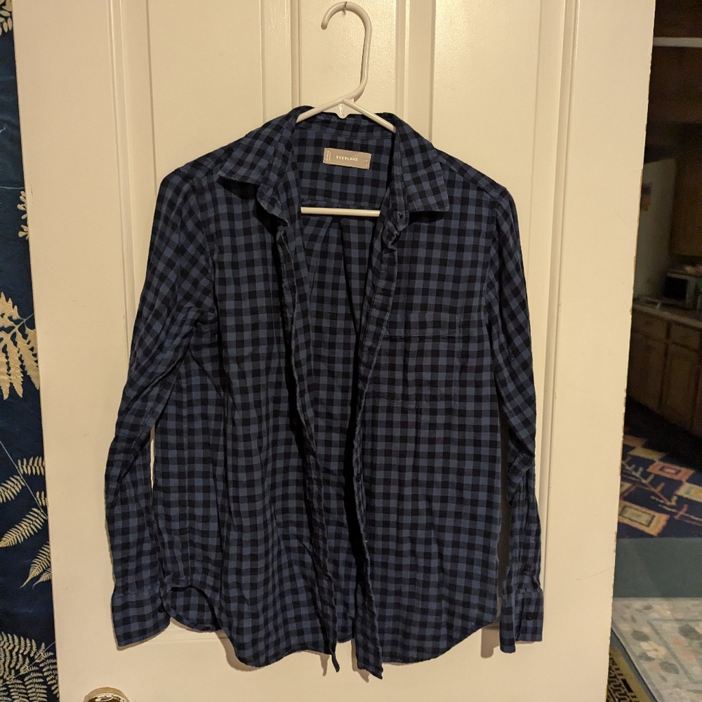 Blue gingham everlane button down